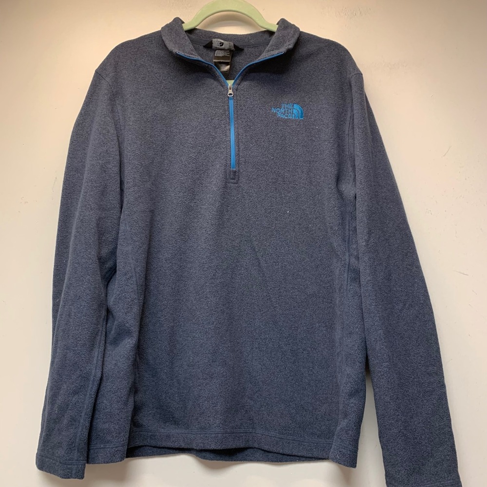 The North Face Fleece Pullover Mens Medium Navy Blue Excellent Quarter Zip 15219